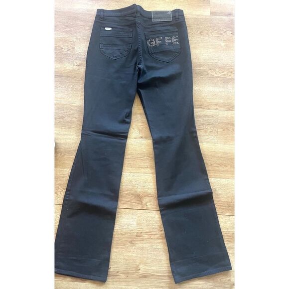 GF Ferre Black Flare Leg Women’s Jeans Size 31/45 Inseam 33” Five Buttons Italy - Picture 2 of 10